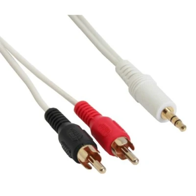 Abbildung von InLine 89931W Cinch/Klinke Kabel, 2x Cinch Stecker an 3,5mm Klinke Stecker, weiß / gold, 1m