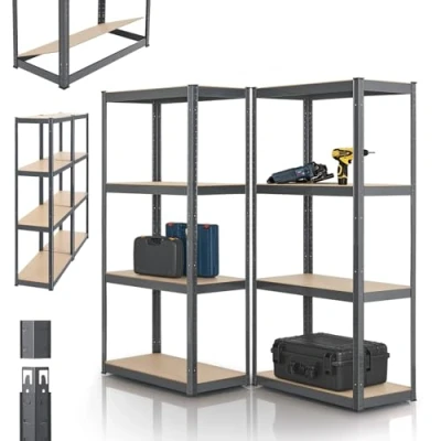 Abbildung von Juskys Schwerlastregal Easy, Set, 2er 640 kg Traglast, 8 Böden, individueller Aufbau