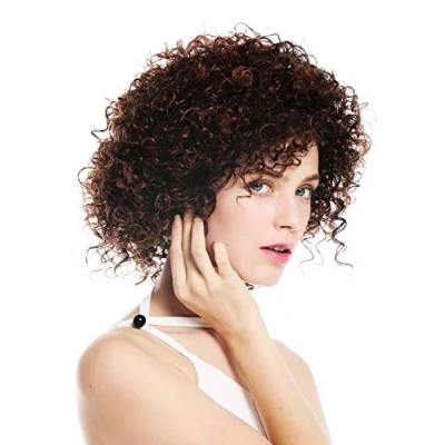 Abbildung von WIG ME UP VK 11 2T30 Perücke Damenperücke kurz voluminös kraus gelockt Locken Kastanie Braun Mix gesträhnt
