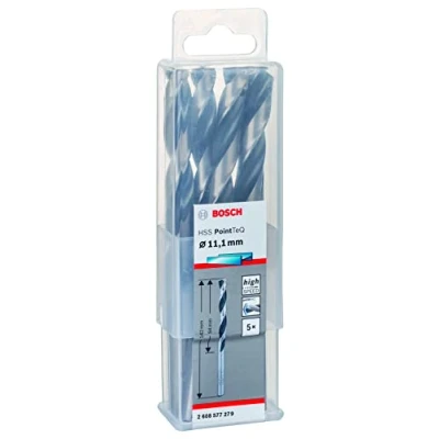 Abbildung von Bosch Professional 5 Stück HSS Spiralbohrer PointTeQ (für Metall, 11,1 x 94 142 mm, Zubehör Bohrschrauber)