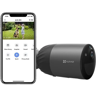 Abbildung von EZVIZ 4MP WLAN Außenkamera mit Farbnachtsicht, Outdoor Akkukamera eingebauter 32GB eMMC Speicher, 10400mAh Akku, IP66 wetterfest Sirene und Spotlight. BC1C (eLife)