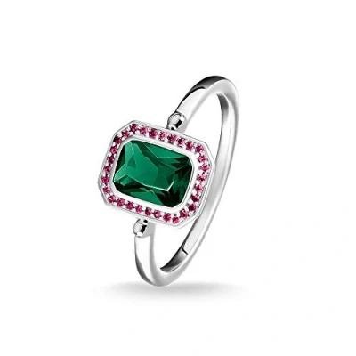 Abbildung von Thomas Sabo Damen Ring Steine Rot und Grün silber 925 Sterlingsilber TR2264 348 7 54