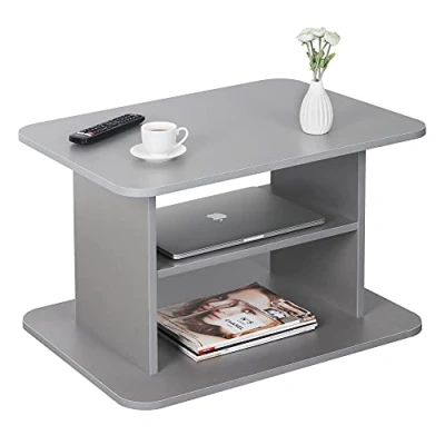 Abbildung von RICOO Couchtisch mit Stauraum 69 x 45 50 cm, Holz, Wohnzimmertisch für Couch Grau WM094 PL, Tisch Wohnzimmer Tisch, Sofatisch, Coffee Table, klein,