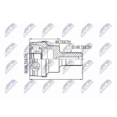 Abbildung von NTY NPZ FR 046 Gelenksatz radseitig, Hinterachse mit ABS Sensorring VOLVO: XC60 I, XC90 V70 2, FORD: KUGA 1