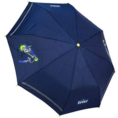 Abbildung von Scout Kinder Regenschirm Taschenschirm Schultaschenschirm mit Reflektorstreifen extra leicht Super Knights