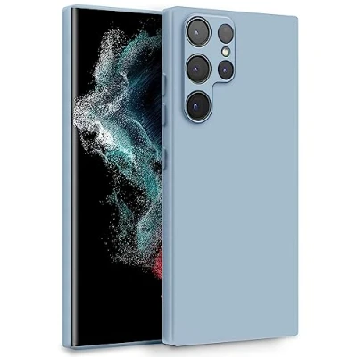 Abbildung von MyGadget Hülle für Samsung Galaxy S22 Ultra Zweilagige Handyhülle mit Kameraschutz Cover Innenfutter &amp; Silikon außen Hell Blau