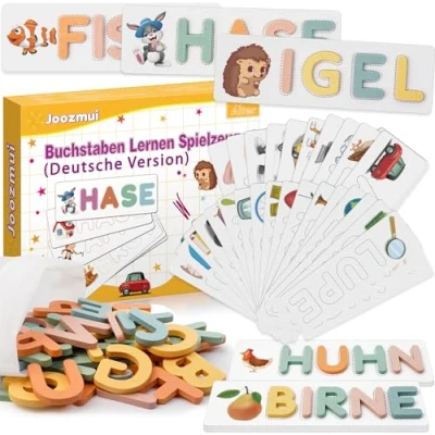Abbildung von Joozmui Spielzeug ab 3 4 5 6 7 8 Jahre Mädchen, Buchstaben Lernen Lernspiele Kinderspielzeug Steckpuzzle Holz Montessori Junge Einschulung Geschenk