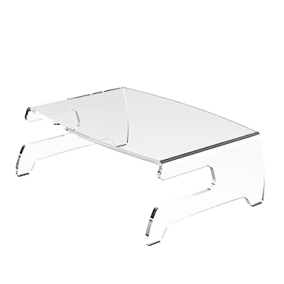 Abbildung von Dataflex Addit Monitor Riser 44.660 Laptop und Monitorständer aus klarem Acryl, trägt bis zu 15kg, zugängliche Anschlüsse, platzsparendes Design