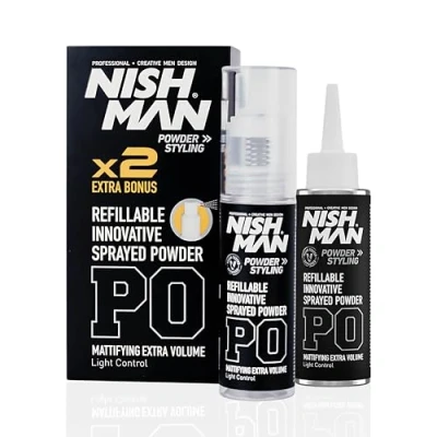 Abbildung von Nishman Hair Styling Sprayed Powder + Refill Maximum Volume Boost And Texture Das perfekte Haarstyling Puder für elastische Fixierung Und Mattes Finish