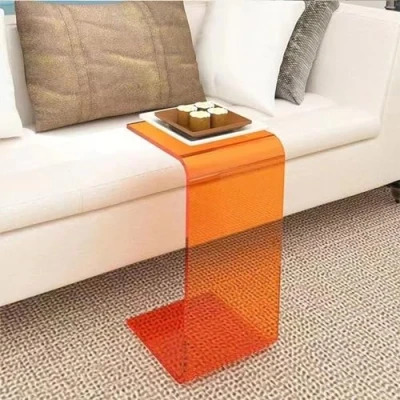 Abbildung von Acryl Beistelltisch, Schlafzimmer C Form Bett Transparent Sofa Beistelltisch Nachttisch für Wohnzimmer, Schlafzimmer, Nachttisch, Terrasse und Büro