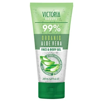 Abbildung von Victoria Beauty Aloe Vera Gel 99% Organic, Feuchtigkeitscreme für Gesicht und Körper, natürliche After Sun Pflege, 200ml