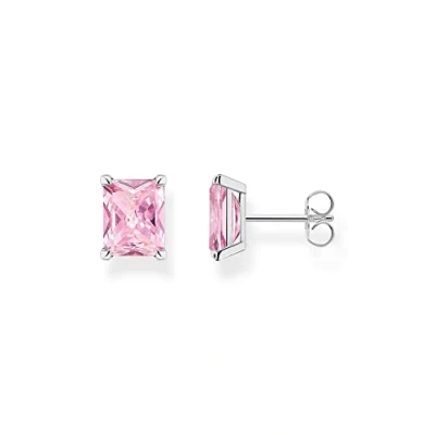 Abbildung von Thomas Sabo Ohrstecker mit pinken Steinen aus 925er Sterling Silber, Höhe: 10mm, H2201 051 9