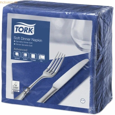 Abbildung von Tork Dinnerservietten Advanced 39x39cm 1/4 Falz 3 lagig dunkelblau VE=