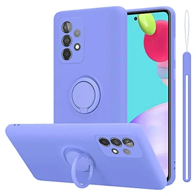 Abbildung von Cadorabo Hülle kompatibel mit Samsung Galaxy A52 (4G 5G) A52s Schutzhülle TPU Silikon Case Liquid Design Ring Slim Liquidsilikon Microfaser für in Lila