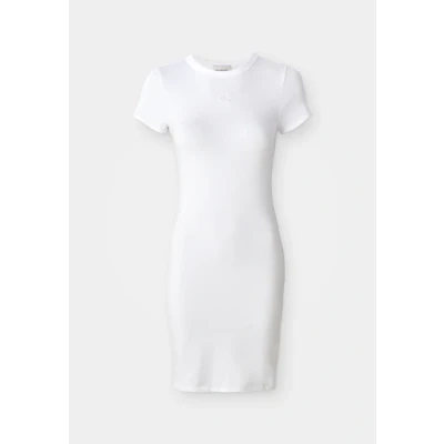 Abbildung von Calvin Klein Damen T Shirt Kleid Mini mit Rundhalsausschnitt, Weiß (Brilliant White), XS
