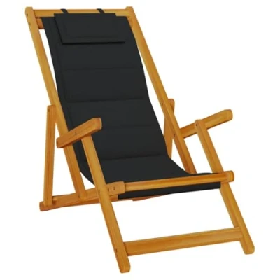 Abbildung von vidaXL Strandstuhl mit Armlehnen Klappbar Creme Akazienholz Textilene