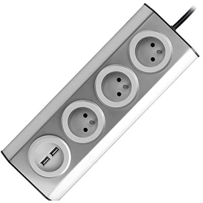 Abbildung von ORNO FS 4 Ecksteckdose Fach mit Kindersicherung, 45 Aufbau Montage, Ideal für Küche, Büro und Arbeitsplatte, 3680W 16A (3 Kabeln + 2USB)