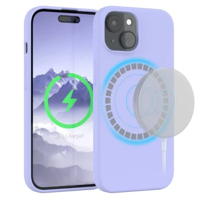 Abbildung von EAZY Case Silikonhülle für iPhone 15 Hülle mit MagSafe Silikon Lila weich stoßfeste Handyhülle Schutzhülle Kameraschutz Dünn Premium Schutz Cover TPU Phone Bumper in Violett