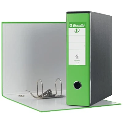 Abbildung von Esselte Eurofile Ordner mit Hebelmechanik und Aufbewahrungsschachtel Dorso 8 cm Verde Vivida