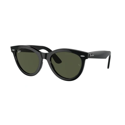 Abbildung von Ray Ban Wayfarer WAY Unisex Sonnenbrille, Größe: 51, Black/green