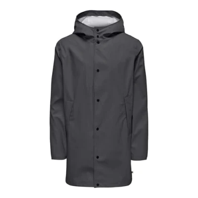 Abbildung von ONLY &amp; SONS Herren ONSLUCA RAIN Coat OTW Regenmantel, Grey Pinstripe, XXL