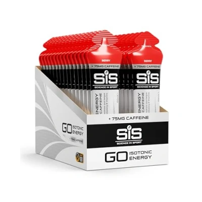 Abbildung von Science in Sport GO Energy Gel + Koffein 30 x 60ml Beerengeschmack, Vegan mit 75mg &amp; 22g Kohlenhydrate, Energie für Ausdauersportler