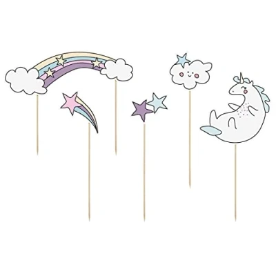 Abbildung von Cake Topper Einhorn 13 23,5cm 5er Set Tortendeko Kuchendeko Torten Cupcake Muffin Kindergeburtstag