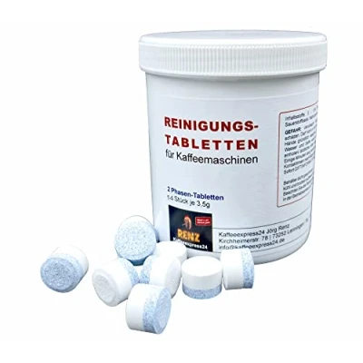 Abbildung von RENZ Reinigertabs 2 Phasen Reinigungstabletten (passend für Jura Kaffeevollautomaten, [14 St. in wiederverschließbarer Dose)