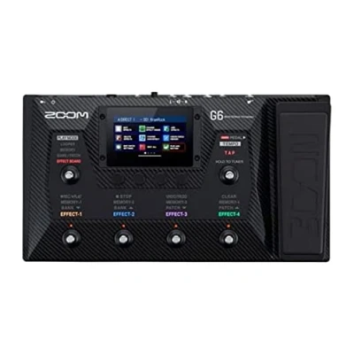 Abbildung von Zoom G6 Gitarren Multi Effekt Prozessor mit 6 Fußschaltern und Expression /Volume Pedal, integriertes USB Audio Interface, schwarz