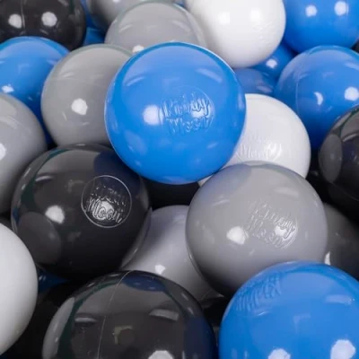 Abbildung von KiddyMoon 700 ∅ 7Cm Kinder Bälle Spielbälle Für Bällebad Baby Plastikbälle Made In EU, Grau/Weiß/Blau/Schwarz