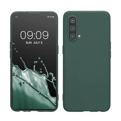Abbildung von kwmobile Hülle kompatibel mit OnePlus Nord CE 5G weiches TPU Silikon Case Cover geeignet für kabelloses Laden Blaugrün