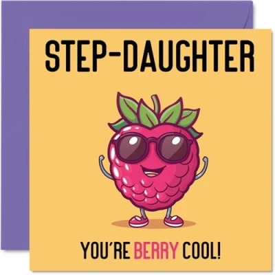 Abbildung von Geburtstagskarten für Stieftochter Berry Cool lustige Happy Birthday Karte von Stiefmutter, Vater, Tochter, Geburtstagsgeschenke, 145 mm x mm, Witz Grußkarten Frauen und