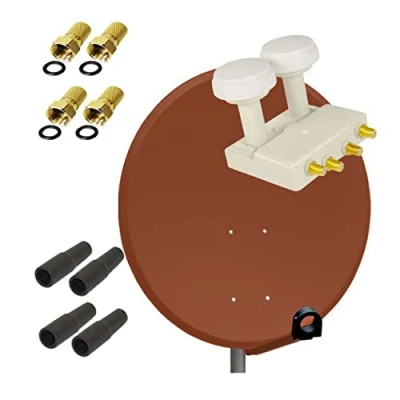 Abbildung von Premium X Satelliten Komplettanlage 80cm Satellitenschüssel Aluminium Rot Quad LNB Monoblock Astra Hotbird, 2 SAT bis 4 Teilnehmer