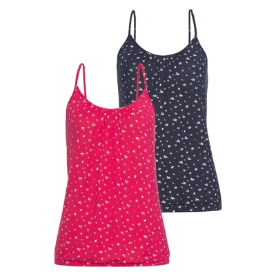 Abbildung von Lascana 2 PACK Top, Damen, Größe: 32/34, Navy/pink
