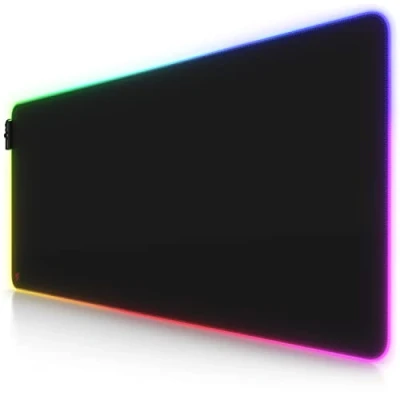 Abbildung von Titanwolf RGB Gaming Mauspad LED Schreibtischunterlage 900x400 mm Übergröße XXL Mousepad Multi Color 11 Beleuchtungs Modi 7 Farben Plus 4 Effektmodi abwaschbar Schwarz