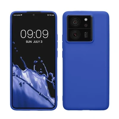 Abbildung von kwmobile Hülle kompatibel mit Xiaomi 13T / Pro weiches TPU Silikon Case Cover geeignet für kabelloses Laden Baltik Blau