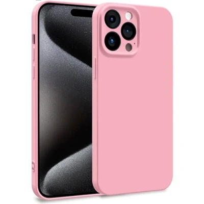 Abbildung von MyGadget Silikon Hülle kompatibel mit Apple iPhone 15 Pro Max Zweilagige Handyhülle Kameraschutz Cover Innenfutter &amp; außen Baby Pink