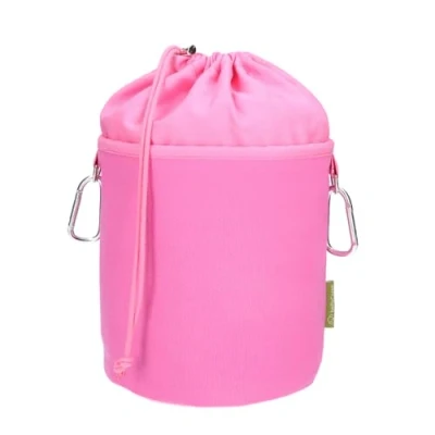 Abbildung von bellaCott Wäscheklammern Wäscheklammerbeutel Canvas mit 2 Karabinerhaken Pink Rosa, auf links Waschbar bei 40 Grad/bügelbar, Trockner niedriger Stufe
