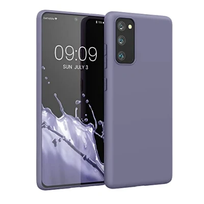 Abbildung von kwmobile Hülle kompatibel mit Samsung Galaxy S20 FE weiches TPU Silikon Case Cover geeignet für kabelloses Laden Soft Blue Lavender