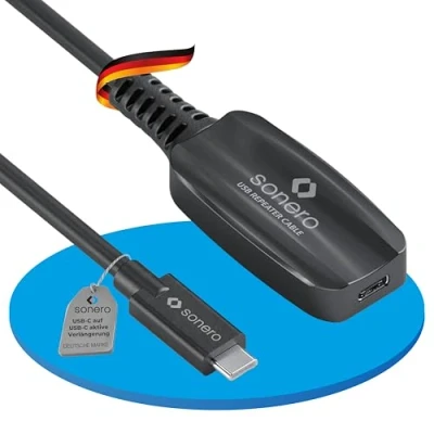Abbildung von Sonero USB 3.2 Gen1x1 Aktive Verlängerung C/C schwarz 10,00m