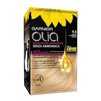 Abbildung von Permanente Coloration und Abfärbung von Garnier Olia 9.3 sehr leichtes hellblond