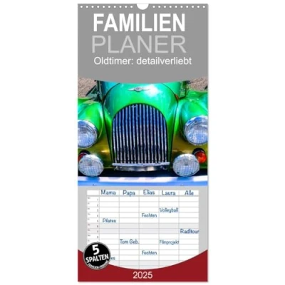 Abbildung von Familienplaner 2025 Oldtimer: detailverliebt mit 5 Spalten (Wandkalender, 21 cm x 45 cm), CALVENDO