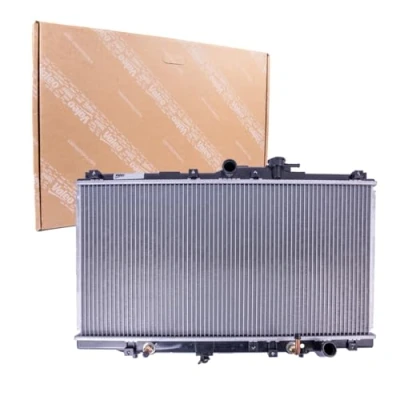 Abbildung von VALEO 734109 Kühler, Motorkühlung Aluminium 350 678 16 ohne Kühlmittelregler Kühlrippen gelötet HONDA: Prelude V, ACCORD 5, 5 Coupe