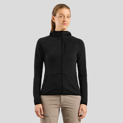 Abbildung von ODLO MID Layer Hoody FULL ZIP Ascent Outdoorjacke, Damen, Größe: 42/44, Black