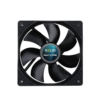 Abbildung von Gelid Solutions Silent 12 Black PWM 120mm Lüfter Leiser Betrieb Optimierte Lüfterblätter Hoher Luftstrom 4 poliger Anschluss RPM 1000 120 x 25 mm Schwarz