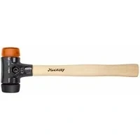 Abbildung von Wiha Gummihammer Schonhammer Safety (26611), mit hochwertigem Hickory Holzstiel, Rund Schlagkopf 30mm