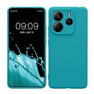 Abbildung von kwmobile Handyhülle kompatibel mit Xiaomi Redmi Note 14 5G Hülle Handy Case aus weichem Silikon in Petrol matt