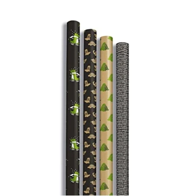 Abbildung von Clairefontaine 223836AMZC Karton mit 20 Rollen Geschenkpapier Kraftnatur 100% recycling Papier 5mx0m35 70g, sortierte Motiven Dino,