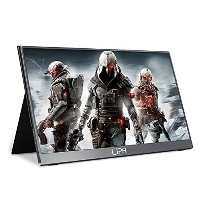 Abbildung von Lipa HDR 60 Tragbarer Monitor Full HD 17,3&quot;/144 Hz/Tragbarer Bildschirm/HDMI/2X USB C/Mit Hülle und Ständer/Auch für Konsolen/Leicht zu tragen /1920p /2 Lautsprecher mon08 Schwarz