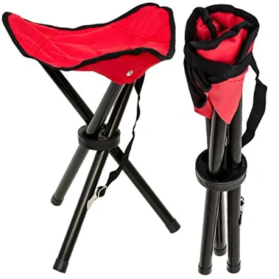 Abbildung von AMANKA Campinghocker Camping Hocker Angelhocker Falthocker rot, Dreibein Stuhl Rot